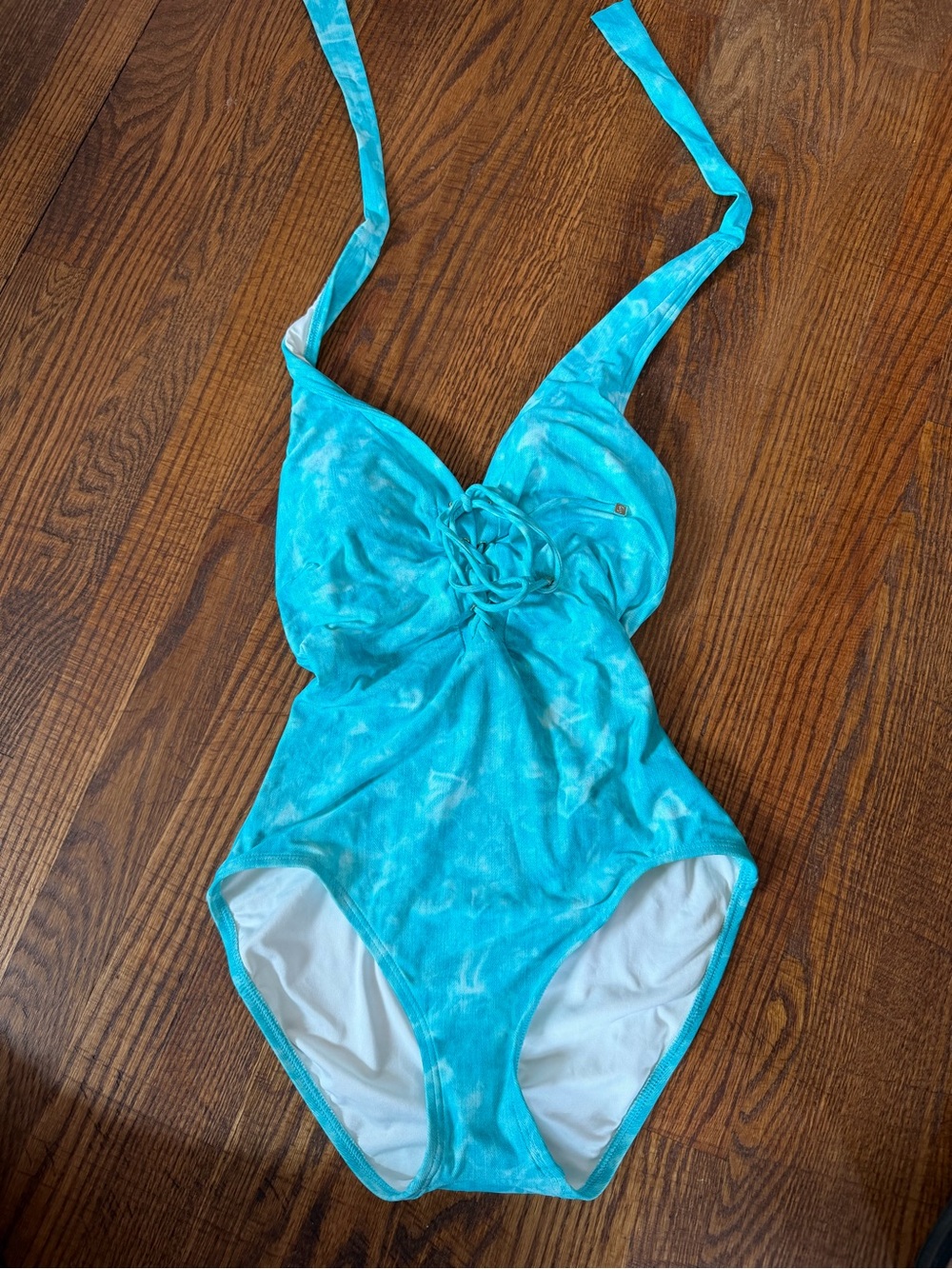 Michael Kors Turquoise One-Piece Swimsuit with Rosette Detail